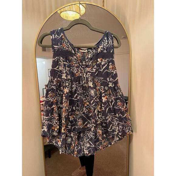 Melrose & Market Empire Waist High Low Floral Tank Top Sleeveless Blue Size XS - Picture 1 of 5